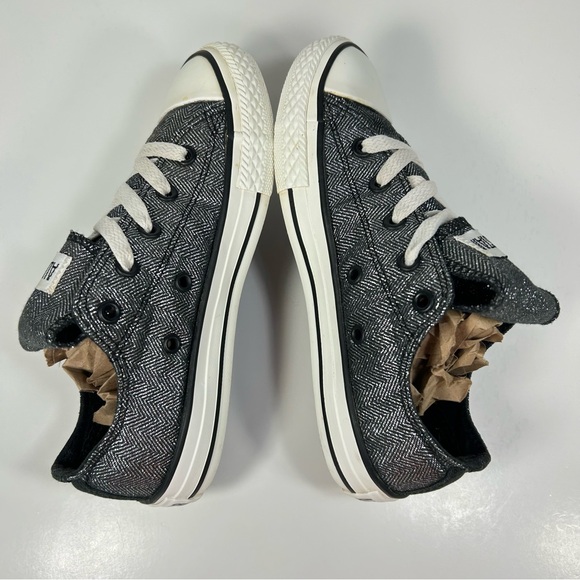 Converse All-Star Metallic/Glitter Silver Sneakers Shoes; Youth/ Junior Size 1 - Picture 10 of 16